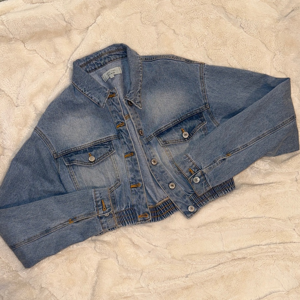 Blue Denim Cropped Jacket